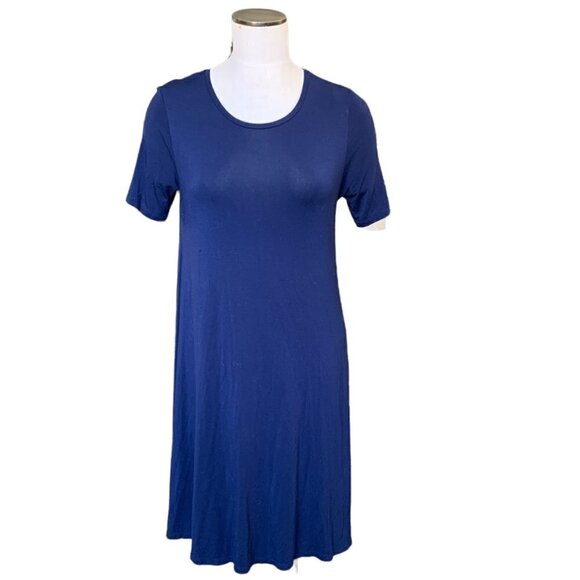 Dip Short Sleeve Soft Stretch T-Shirt Dress S Navy Blue #60T - Picture 1 of 8